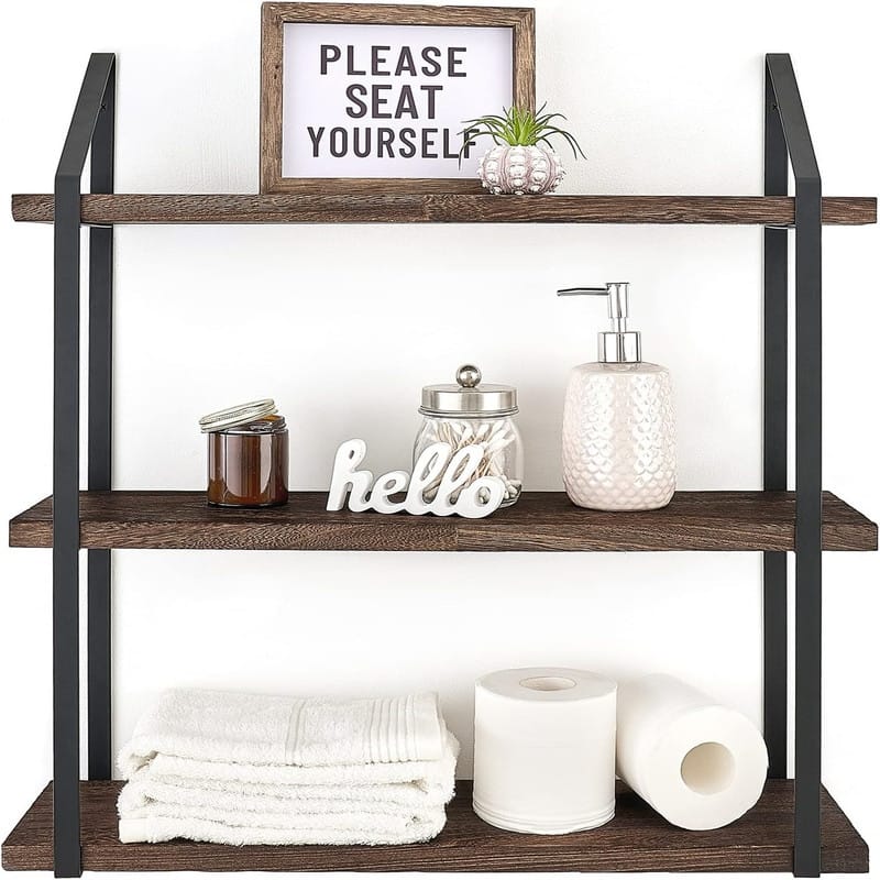 Floating Wall Shelves 3 Tier - 5.9"D x 23.5"W x 24.4"H - Brown