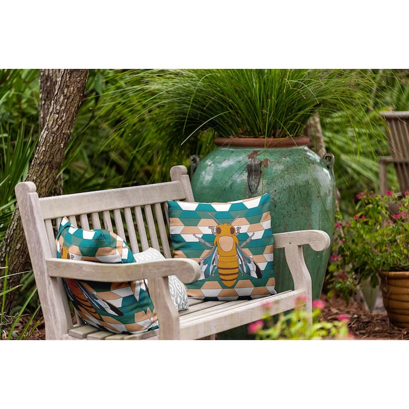 Bee and Comb Indoor/Outdoor Throw Pillow