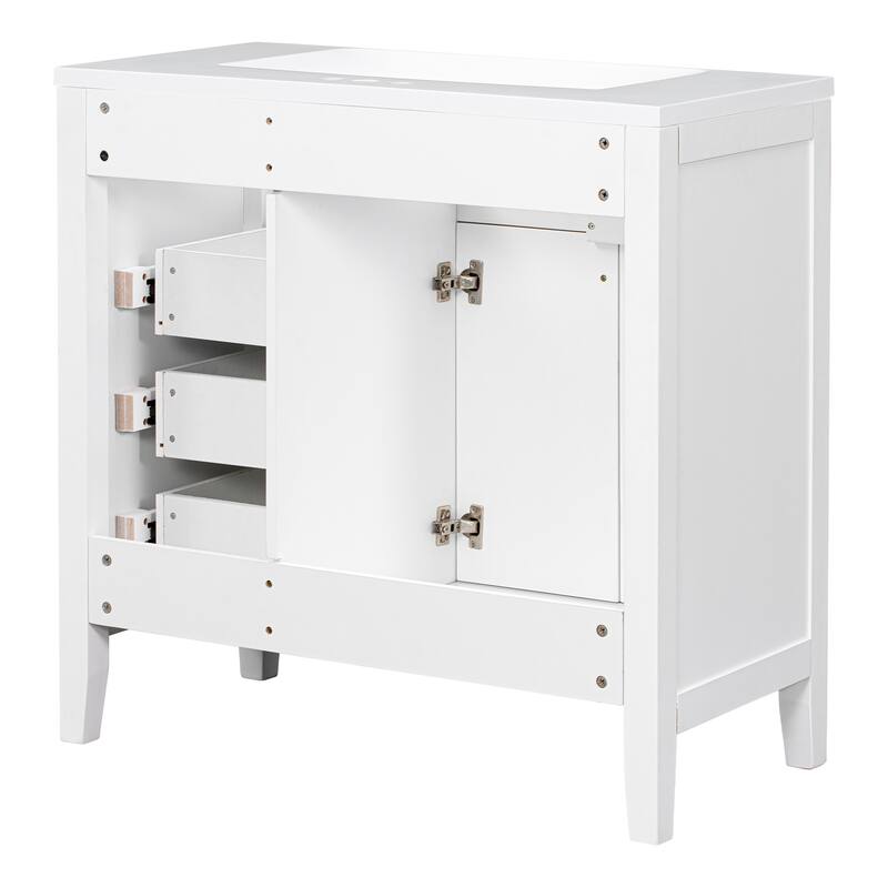 36" Bathroom Vanity with Sink Combo, Black Bathroom Cabinet with Drawers, Solid Frame and MDF Board