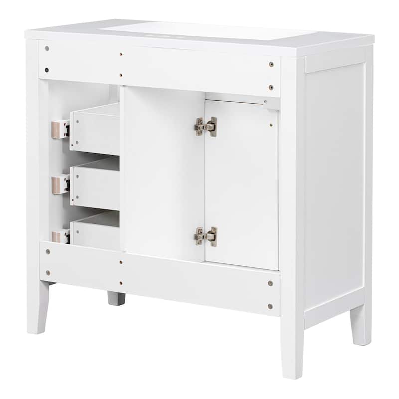 GDFStudio - Avalon 36-Inch Bathroom Vanity with Sink Combo, Solid Wood & MDF Board, Painted Finish - 36"