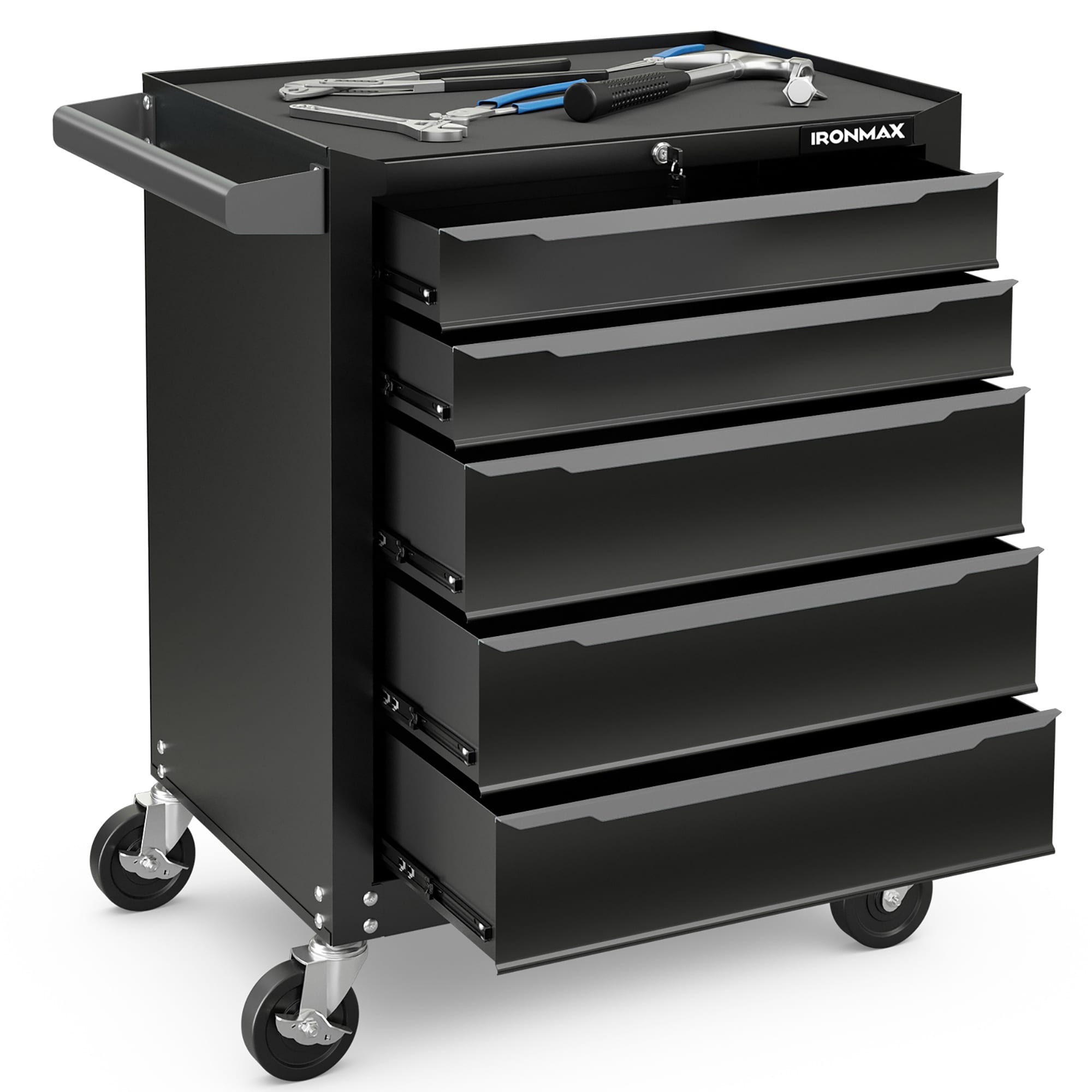 Gymax Rolling Steel Tool Chest 5-Drawer Tool Storage Cabinet Central