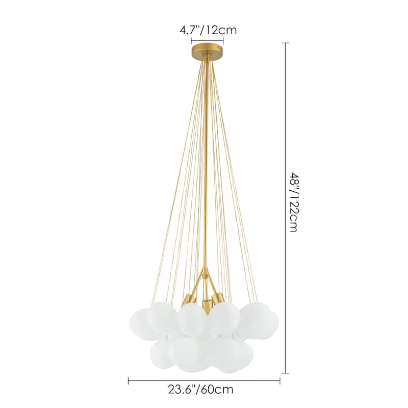 3-Light Modern Gold Cluster Oval Frosted Glass Globe Bubble Chandelier for Dining Room/Bedroom