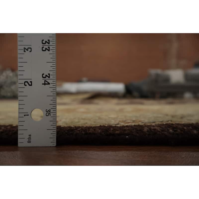 Hand Knotted Oriental 100% Wool Carpet Traditional Floral Brown Agra Area Rug - 12' 3'' X 9' 2''