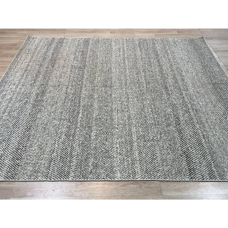 Hand-Tufted Wool Modern Tufted Stripes Rug, 5' x 8', Blue Area Rug, Elegant Soft Texture for Living Rooms - L