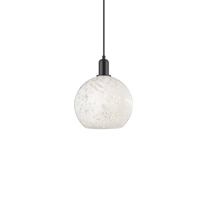 Innovations Lighting 716-1P-13-10 White Mouchette Pendant White - Matte Black / White Mouchette