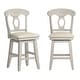 preview thumbnail 25 of 30, Ronda Napoleon Back Wood Swivel Chair Antique White - Counter Height