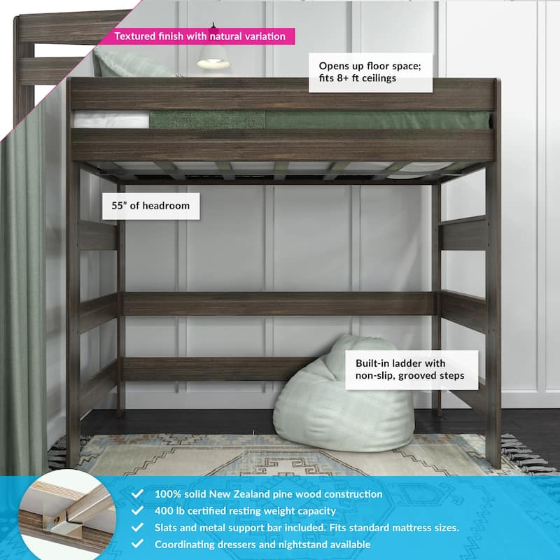 Max and Lily Farmhouse Twin-Size High Loft Bed