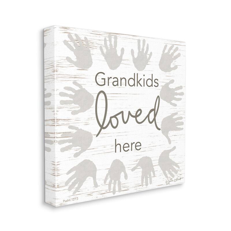 Stupell Grandkids Loved Here Fun Family Grandparents Handprints Canvas Wall Art, Design by Annie LaPoint