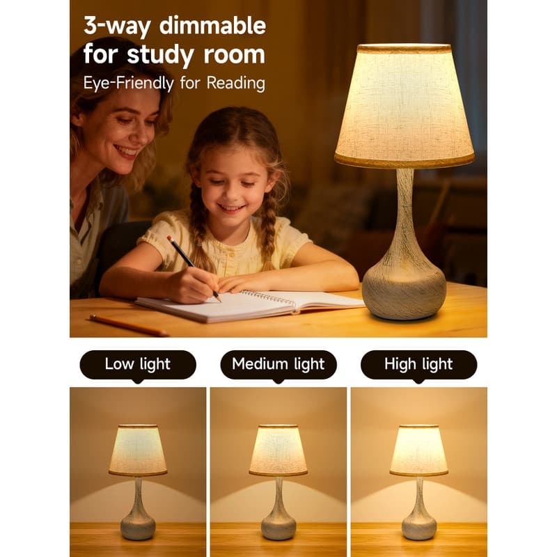 16.54 in.H 3-Way Dimming Touch Control Table Lamp, Bedroom Bedside Lamp (Set of 2) Desk Lamp for Reading, Bedroom
