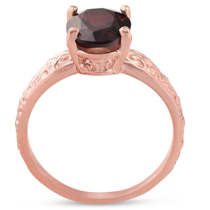 2ct Oval Garnet Vintage Engagement Ring Rose Gold