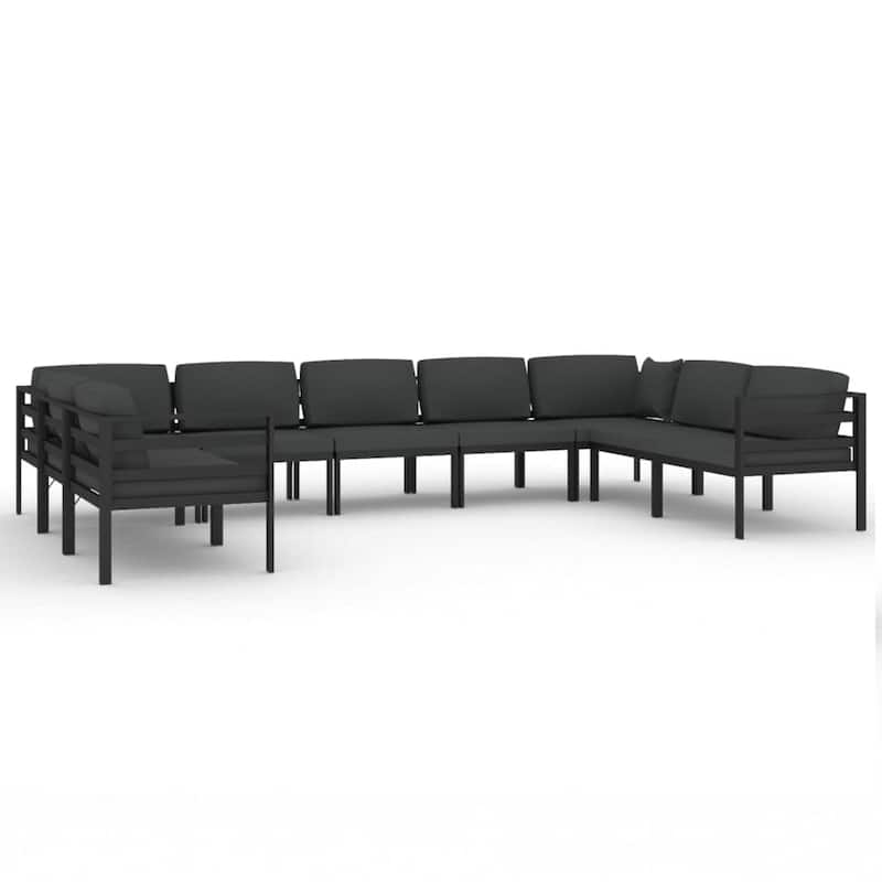 vidaXL Patio Lounge Set Outdoor Sectional Sofa Set Table Aluminum Anthracite - 27.6" x 27.6" x 25.4"