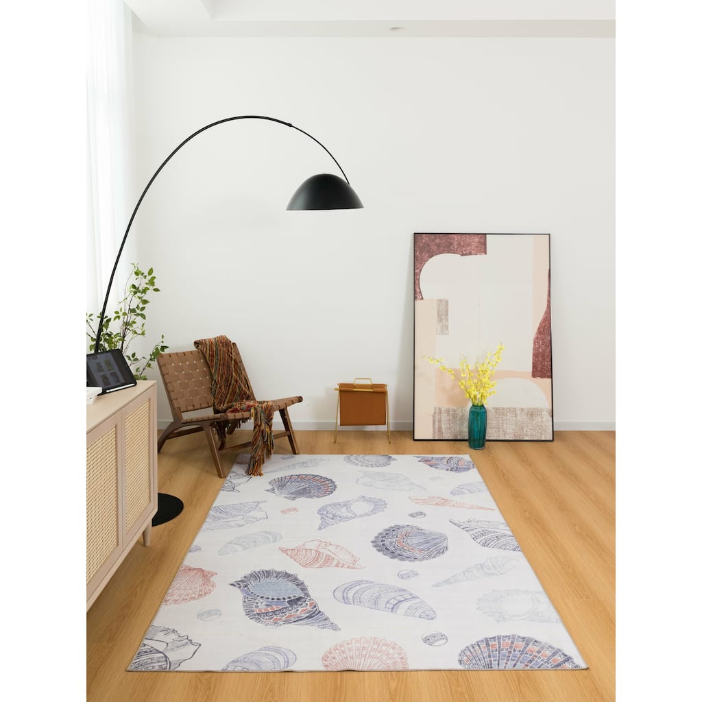 Florida Coastal-Inspired Design Seashell Pattern Area Rug