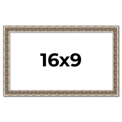 16x9 Frame Silver Versailles Ornate Solid Wood Picture Frame | 1 Inch