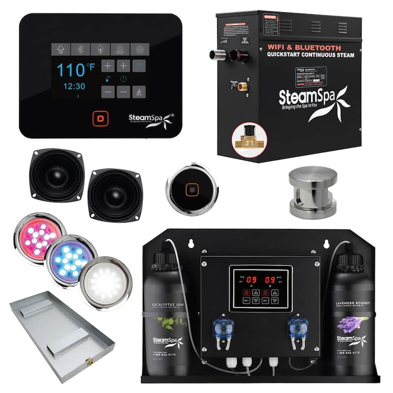 SteamSpa BKT750-ADP Black Series WiFi and Bluetooth 7.5KW Quickstart - Brushed Nickel