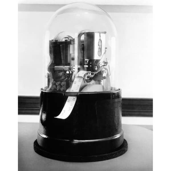 Classic 1920S Stock Ticker With A Glass Dome. Stock Tickers Were