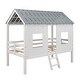preview thumbnail 5 of 7, Twin Size Low Loft House Bed with Roof and Two Windows, Guardrail