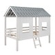 preview thumbnail 5 of 12, Wood Twin Size Low Loft House Bed with Roof, Ladder Solid Wood Playhouse Loft Bed, Wooden Support Bed Frame No Box Spring Needed