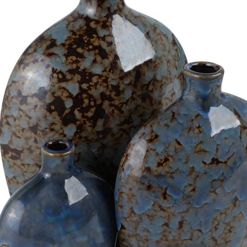 Stoneware Decorative Vases Modern Accent (Set of 3) - 10/8/6" Blue