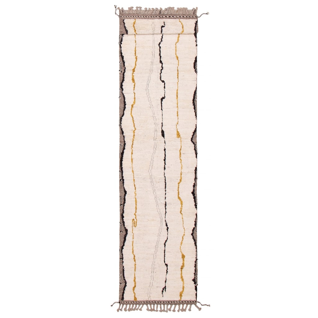 ECARPETGALLERY Hand-knotted Pak Finest Marrakesh Cream Wool Rug - 2'11 x 13'1