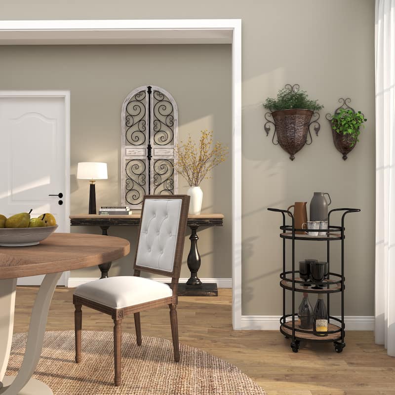 Brown Metal Indoor Outdoor Hanging Vintage Scroll Indoor Outdoor Wall Planter with Vine Accents (Set of 2)