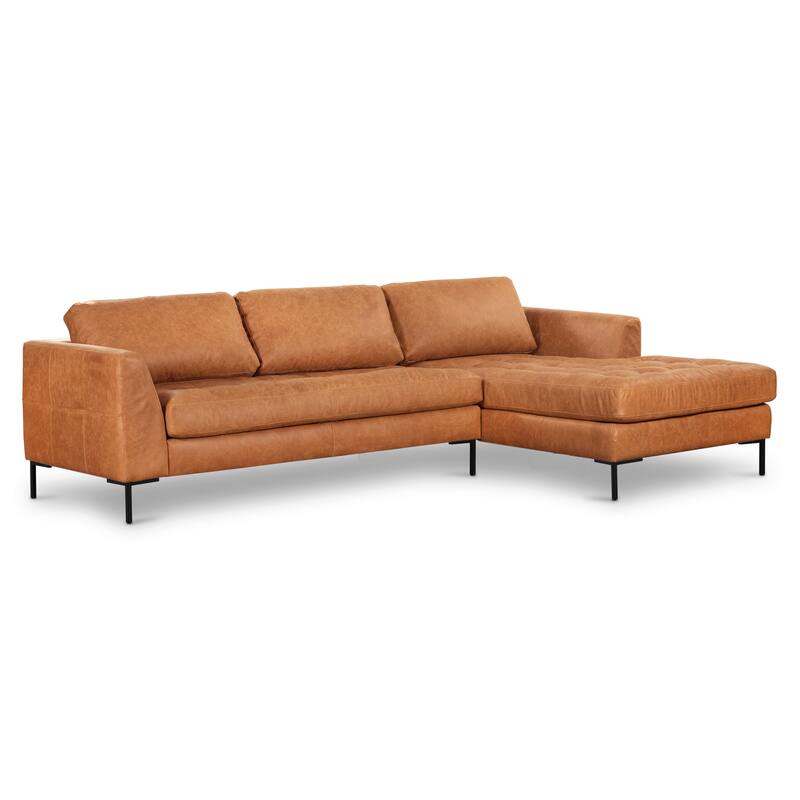 Poly & Bark Calle 114" Right-Facing Sectional - Full Grain Genuine Italian Leather