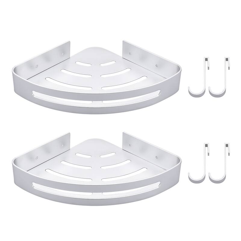 WOWOW 12.7 in. W x 9 in. D x 4 in. H Double Bathroom Corner Shelf - Brushed Nickel