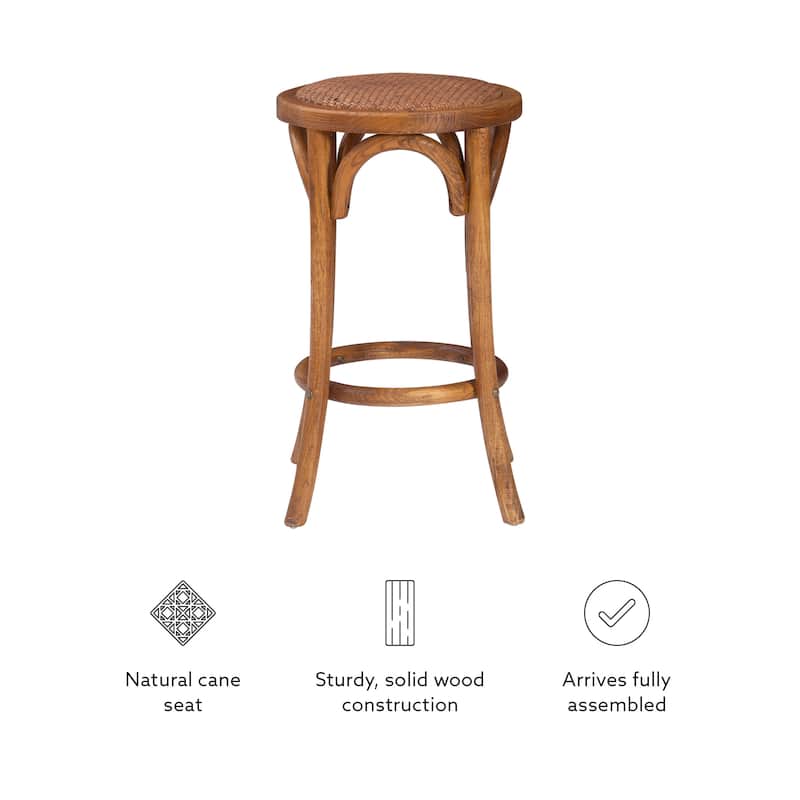 Linon Flint Walnut Backless Counter Stool with Rattan Seat - N/A