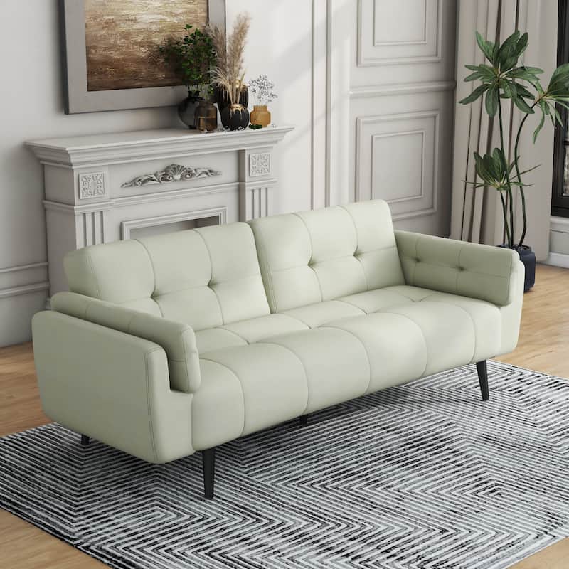 75" Convertible Sleeper Futon Sofa Bed With Adjustable Tufted Back
