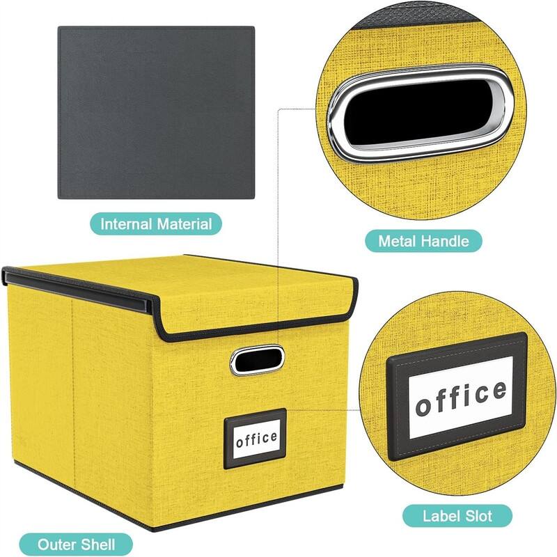 Collapsible File Storage Organizer Box - 14.9"L x 12.7"W x 10.8"H