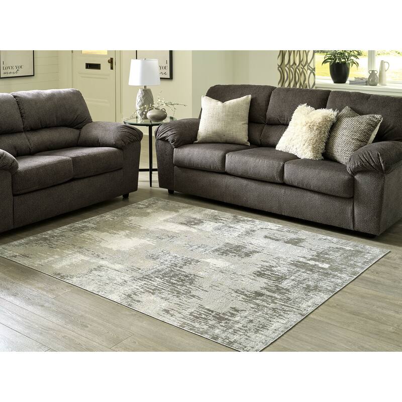 Signature Design by Ashley Arriston White/Gray Rug - 62.99" W x 83.86" D x 0.1" H