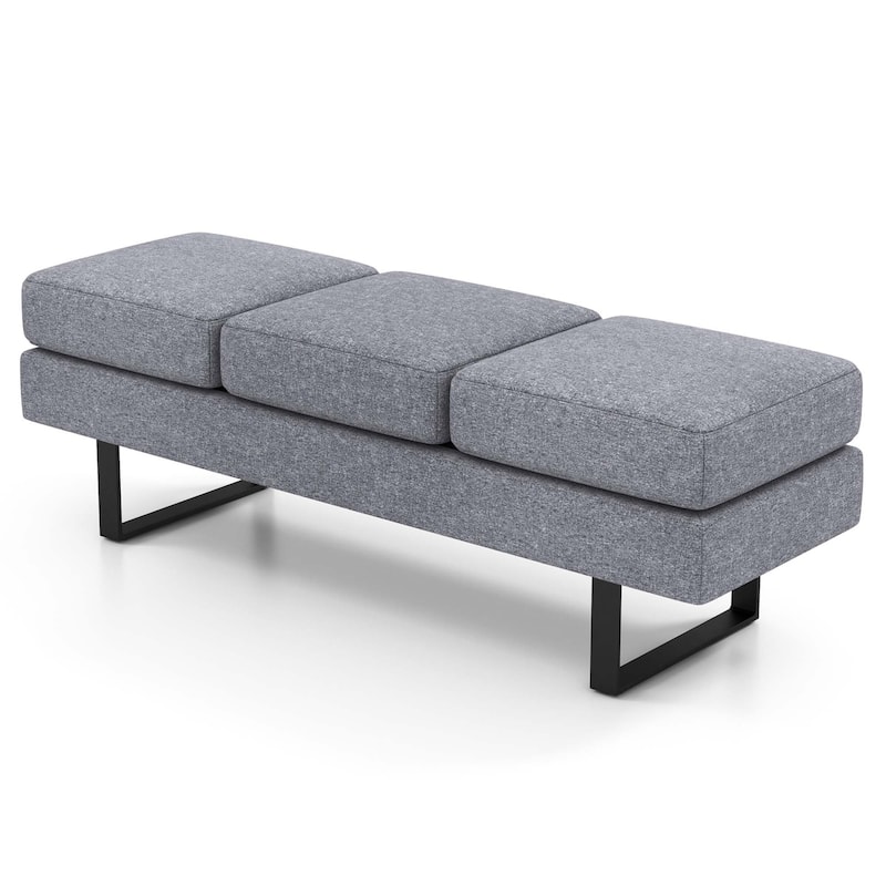 Costway Waiting Room Bench Seating with Metal Frame Leg Upholstered - See Details - Grey