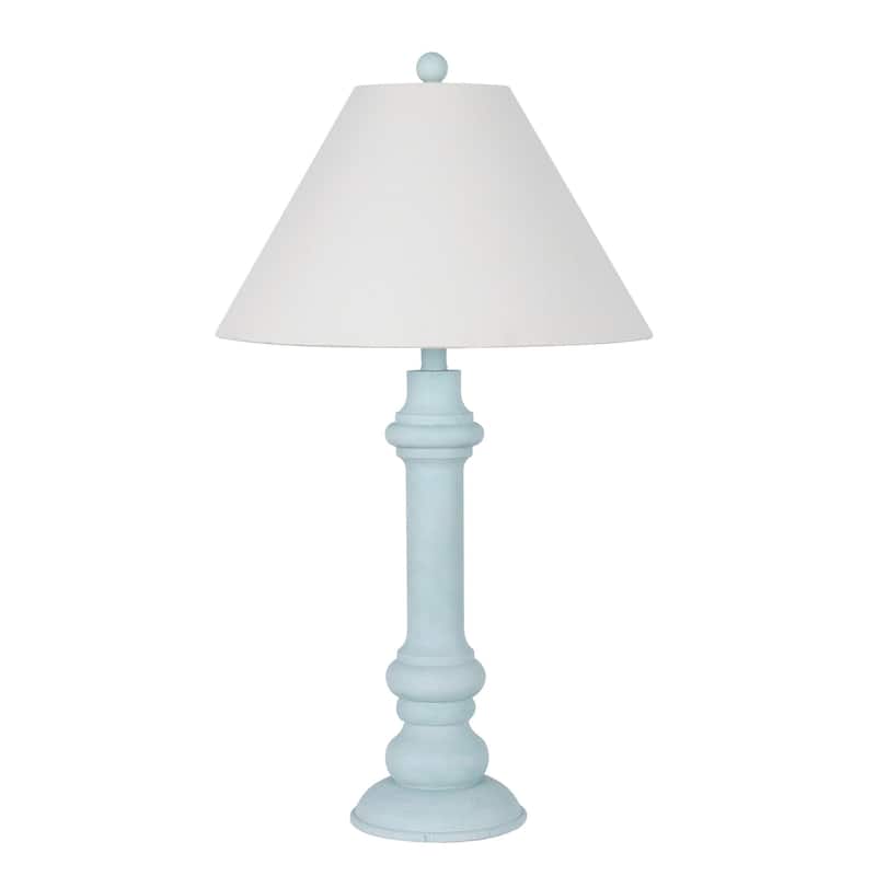 Polyresin 30" Table Lamp with Linen Shade, Light Blue (Set of 2)