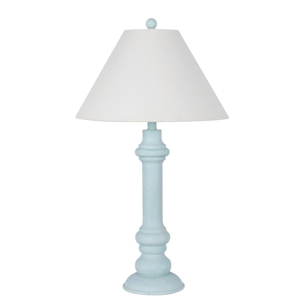 Polyresin 30" Table Lamp with Linen Shade, Light Blue (Set of 2)