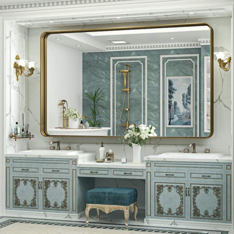 TokeShimi Modern Metal Frame Bathroom Vanity Wall Mirror - 55x36 - Bronze