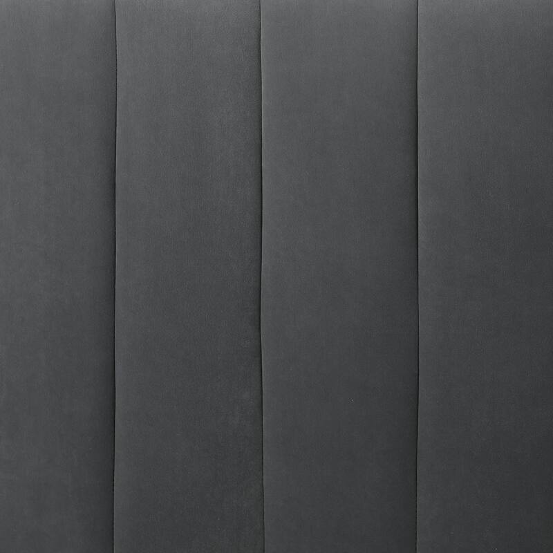 Grey Velvet Loveseater Channel Sofa with Plush Foam Cushions