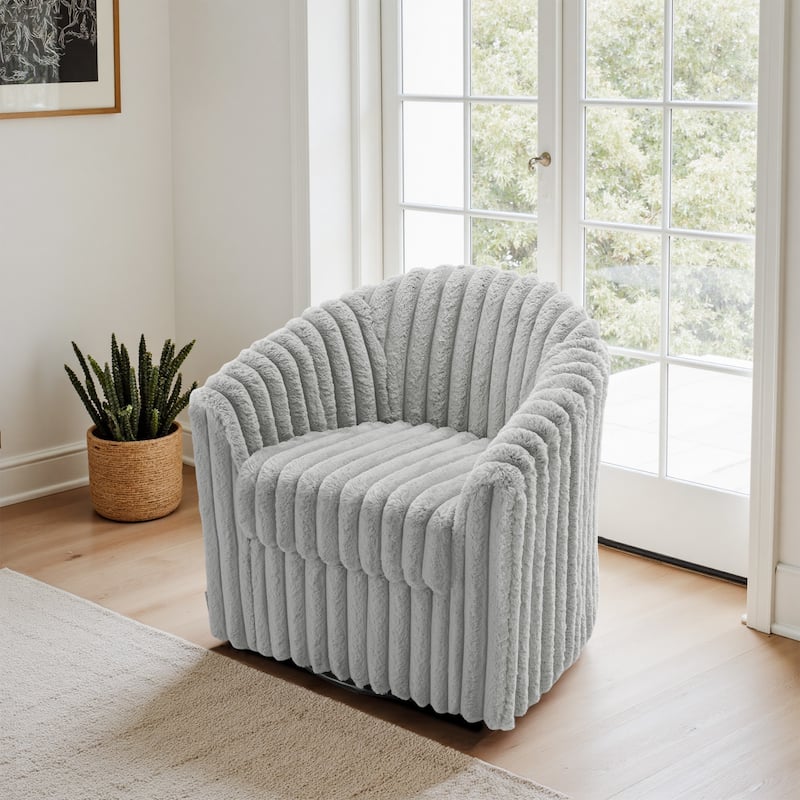 Modern Cotton Flannel Swivel Accent Chair Plush Barral Chair