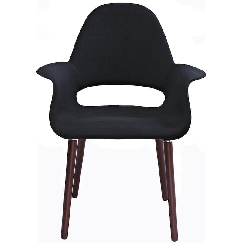 Organic Upholstered Fabric Modern Armchair with Dark Brown Wooden Legs for Dining Room Office or Accent Lounge Side Chair