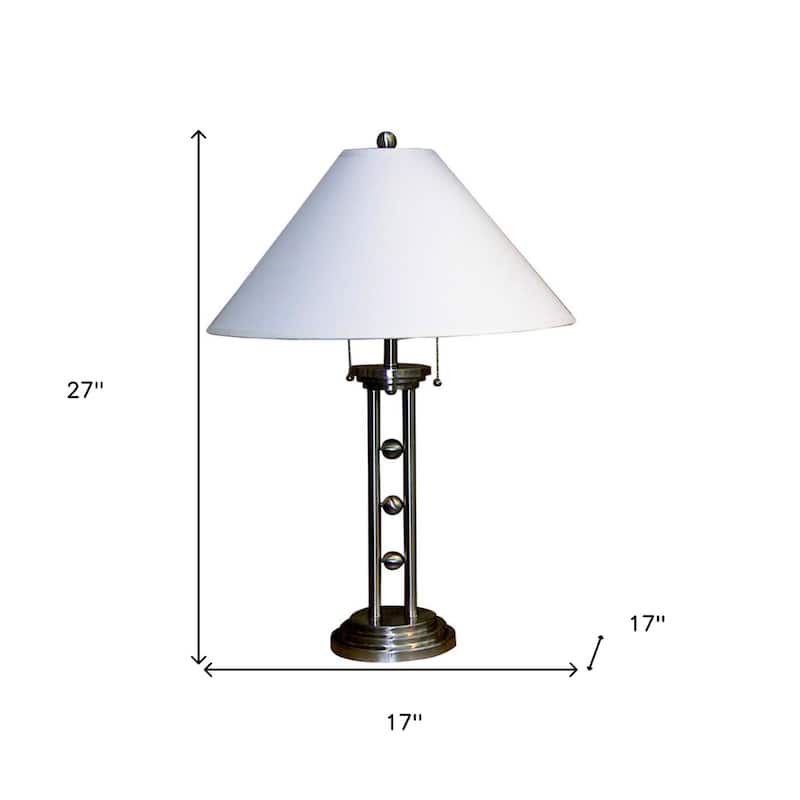 27-Inch Table Lamp with White Empire Shade and Inline Switch - 17" x 17" x 27"