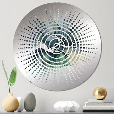 Designart "Green Blue Marbled Dreamscape II" - Modern Abstract Geometric Sun Circles Wall Mirror