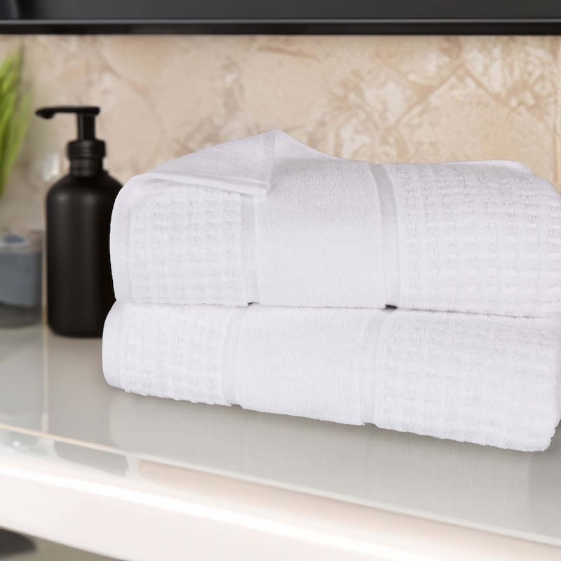 Superior Napa Zero Twist Cotton Soft Waffle Bath Sheet Set of 2