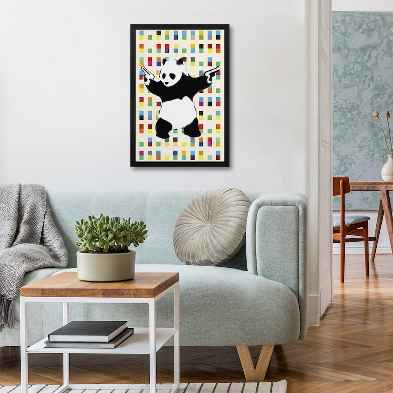 Panda with Guns Bright Dots Premium Framed Poster by Unknown Artist