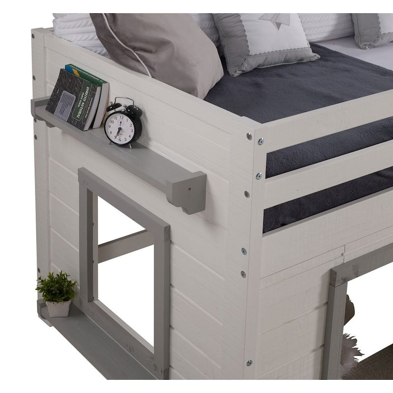 Sweet Dreams Twin-sized White/Grey Low Loft Bed