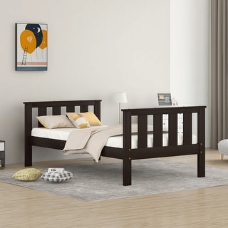 Twin Size Classic Design Solid Wood Platform Bed Frame with Headboard and Footboard