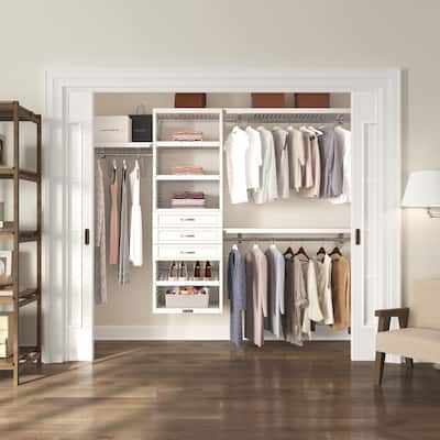 John Louis Home Solid Wood Walk-In Closet System with 3-Drawers White
