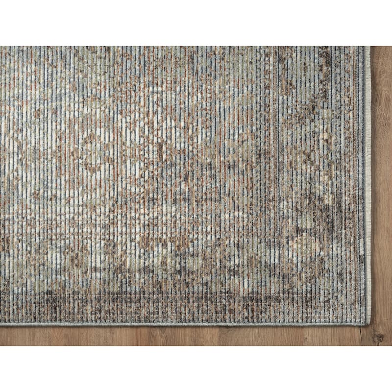 Riviera Collection Floral Light Gray Area Rug