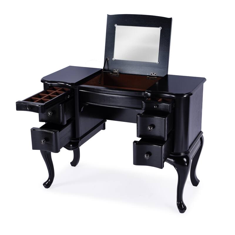 Charlotte 40 in. W Rectangular Wood Vanity/Valet Desk with Storage Drawers and Mirror
