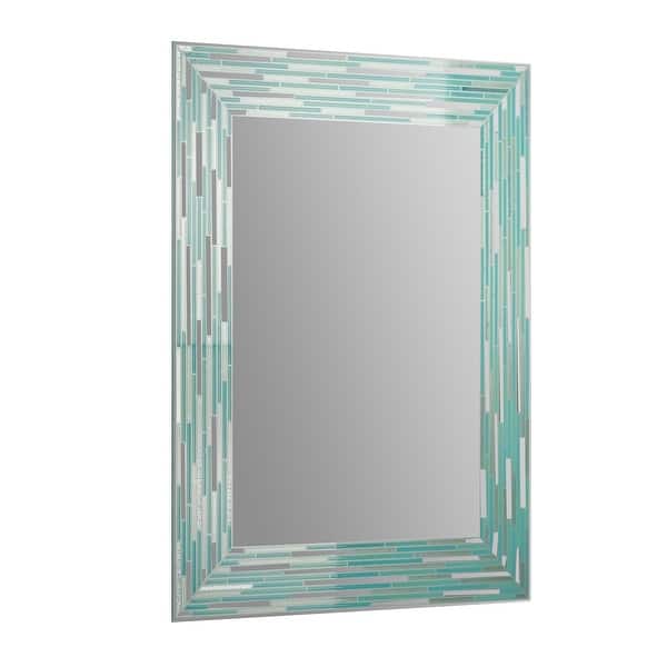 Head West Frameless Reeded Sea Glass Tile Printed Wall Mirror On Sale