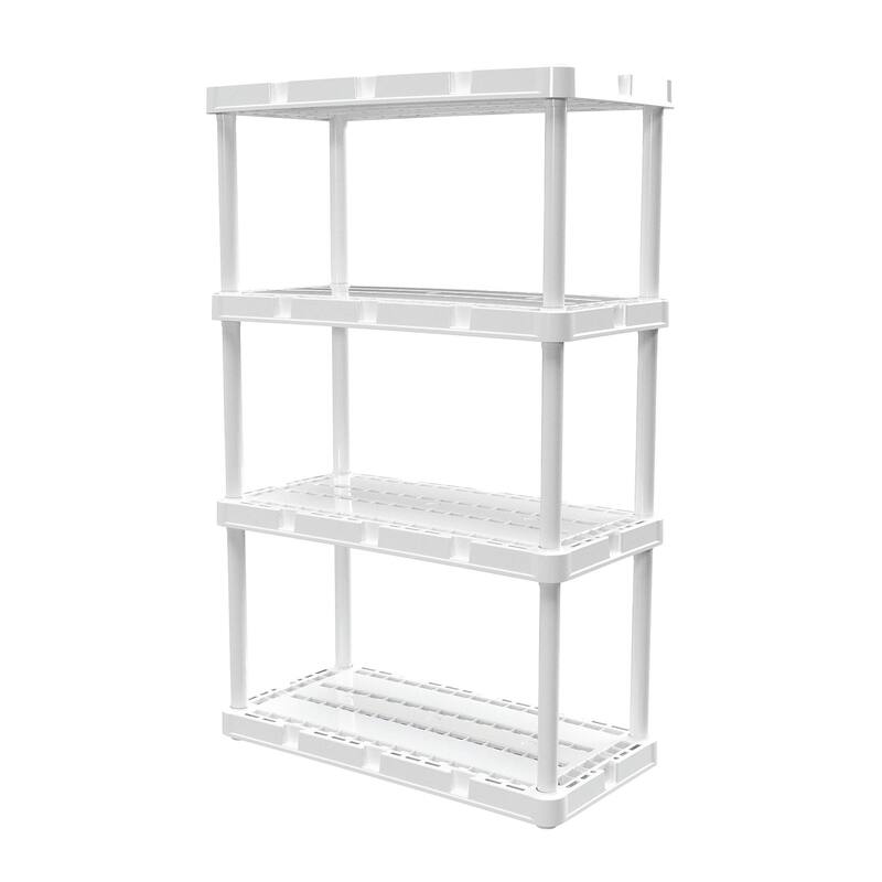 Gracious Living 4 Shelf Knect-A-Shelf Fixed Height Light Duty Storage Unit,White - 24 x 12 x 48 inches - White