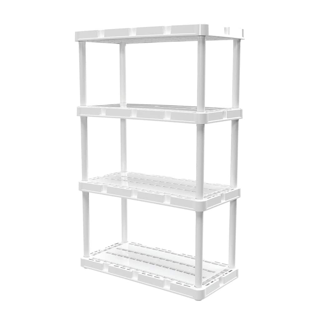 Gracious Living 4 Shelf Knect-A-Shelf Fixed Height Light Duty Storage Unit,White - 24 x 12 x 48 inches