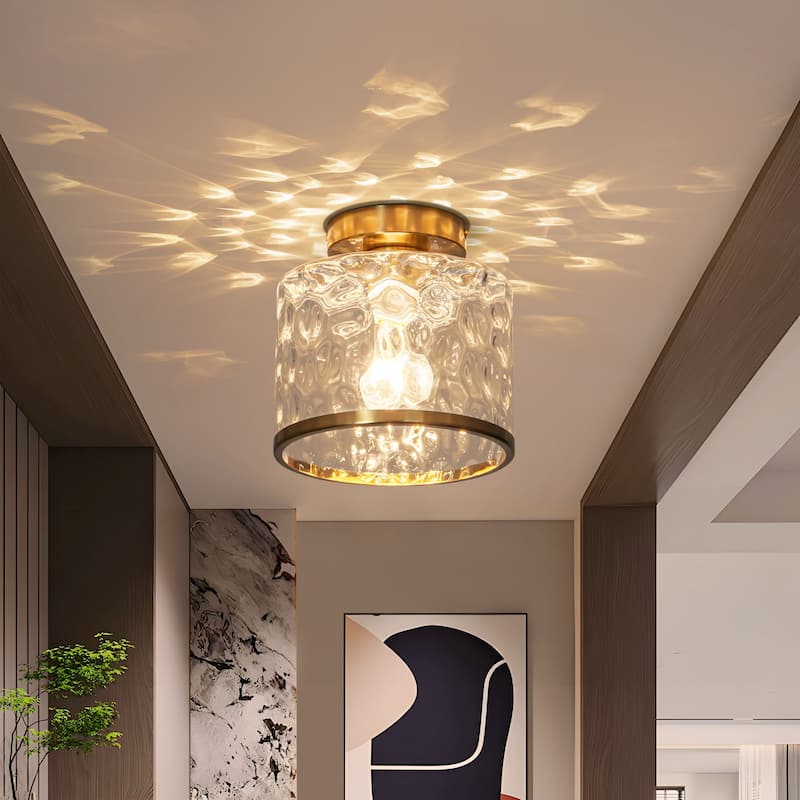 Starsky Modern Round Clear Glass Semi-Flush Mount